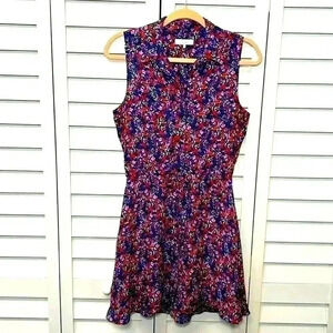 Parker Jemma Sleeveless Silk Blend Dress Size Small Multi Ditsy